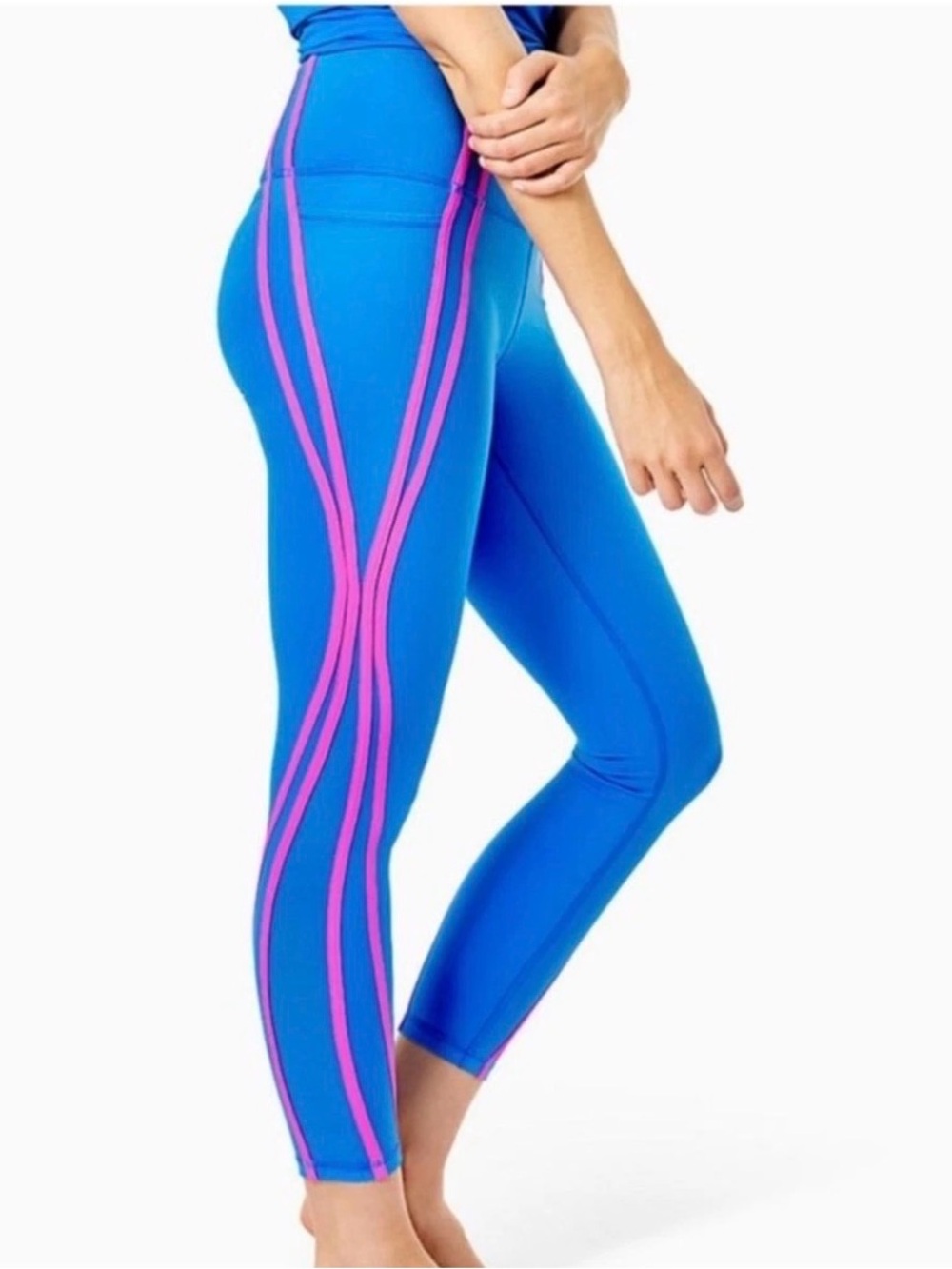 Lilly Pulitzer Luxletic Weekender High Rise Leggings in the bright "Blue Flare L